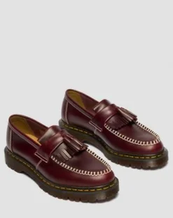 Adrian Orleans Leather Tassel -loaferit in Kirsikanpunainen