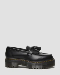 Adrian Quad Leather Platform Tassle -loaferit in Musta