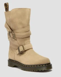 Anistone Two Strap Leather Biker -bootsit in Gyldenbrun