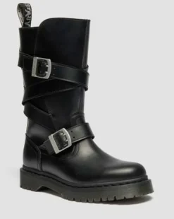 Anistone Two Strap Leather Biker -bootsit in Musta