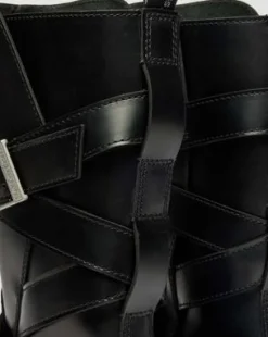 Anistone Two Strap Leather Biker -bootsit in Musta