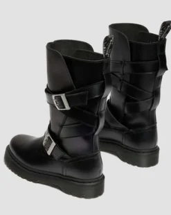 Anistone Two Strap Leather Biker -bootsit in Musta