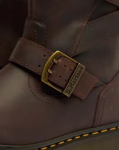 Anistone Two Strap Leather Biker -bootsit in Tummanruskea