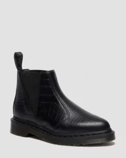 Bianca II Tapered Croc Emboss Leather Lo -nilkkurit in Musta