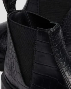 Bianca II Tapered Croc Emboss Leather Lo -nilkkurit in Musta