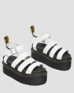 Blaire Quad Hydro Leather Platform Gladiator Sandals in Valkoinen