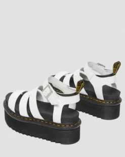 Blaire Quad Hydro Leather Platform Gladiator Sandals in Valkoinen