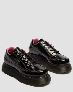 Buzz 5-Eye Distressed Patent Leather -kengät in Musta