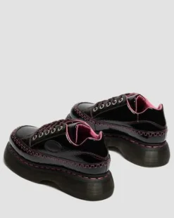 Buzz 5-Eye Distressed Patent Leather -kengät in Musta
