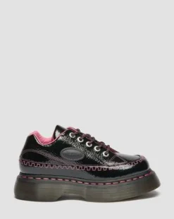 Buzz 5-Eye Distressed Patent Leather -kengät in Musta