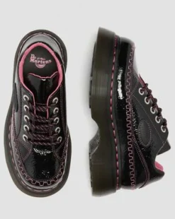 Buzz 5-Eye Distressed Patent Leather -kengät in Musta