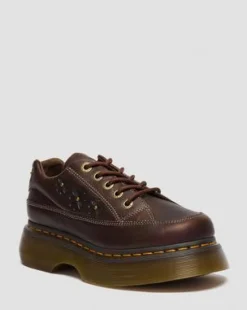 Buzz 5-Eye Flower Grizzly Leather -kengät in Tummanruskea