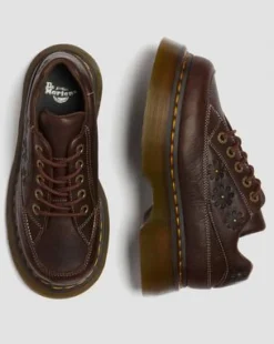 Buzz 5-Eye Flower Grizzly Leather -kengät in Tummanruskea