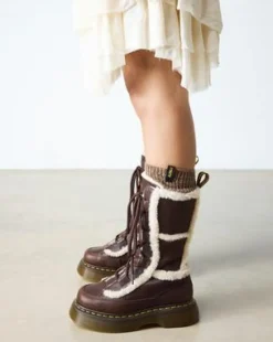 Buzz Lace Up Faux Fur Lined Grizzly Leather-maiharit in Tummanruskea