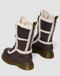 Buzz Lace Up Faux Fur Lined Grizzly Leather-maiharit in Tummanruskea