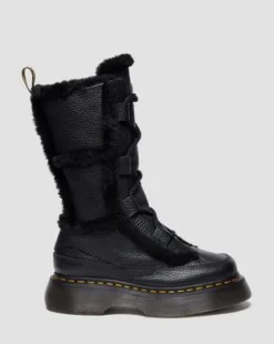 Buzz Lace Up Faux Fur Lined Milled Nappa Leather-maiharit in Musta