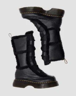 Buzz Lace Up Faux Fur Lined Milled Nappa Leather-maiharit in Musta