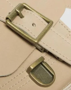 Carrara Leather Vertical Crossbody Bag in Beige