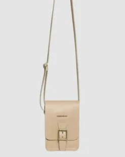 Carrara Leather Vertical Crossbody Bag in Beige