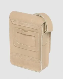 Carrara Leather Vertical Crossbody Bag in Beige