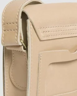 Carrara Leather Vertical Crossbody Bag in Beige
