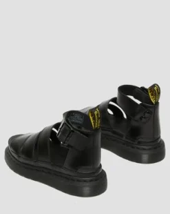 CLARISSA II LEATHER STRAP SANDALS in Musta