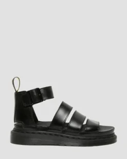 CLARISSA II LEATHER STRAP SANDALS in Musta
