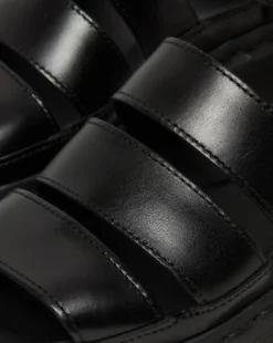 CLARISSA II LEATHER STRAP SANDALS in Musta