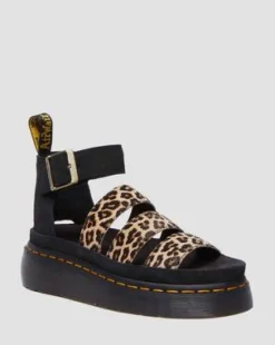 Clarissa Ii Quad Leopard Leather Platform -sandaalit in Vaaleanruskea