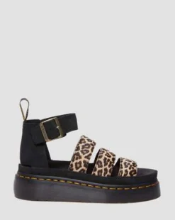 Clarissa Ii Quad Leopard Leather Platform -sandaalit in Vaaleanruskea