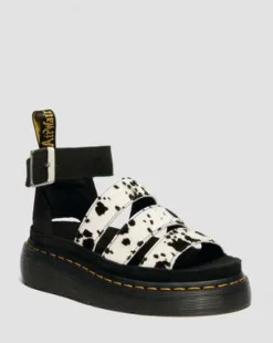 Clarissa Strap Hair On Leather Quad -sandaalit in Kerma & Musta