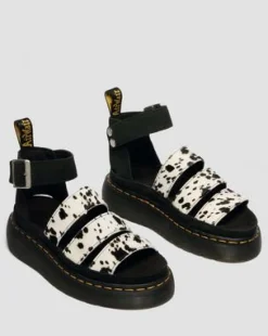 Clarissa Strap Hair On Leather Quad -sandaalit in Kerma & Musta
