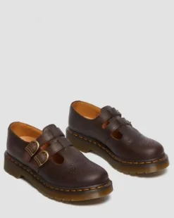 8065 Crazy Horse Leather Mary Jane -kengät in Tummanruskea