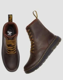 Crewson Leather Lace Up -maiharit in Tummanruskea
