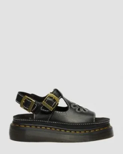 Dunnet Flower Full Grain Leather -sandaalit in Musta