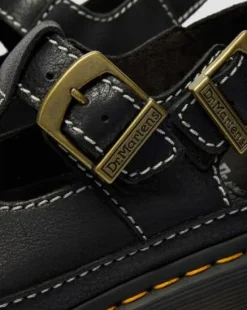 Dunnet Flower Full Grain Leather -sandaalit in Musta