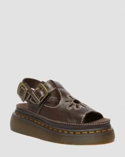Dunnet Flower Full Grain Leather -sandaalit in Ruskea