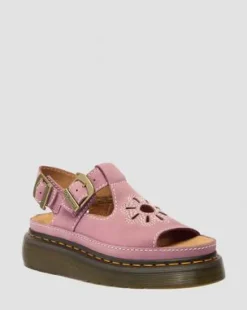 Dunnet Flower Nubuck Platform -sandaalit in Dusty Rose Pink