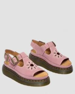 Dunnet Flower Nubuck Platform -sandaalit in Dusty Rose Pink