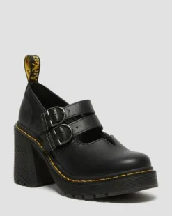 Eviee Sendal Leather Mary Jane Heeled -kengät in Musta