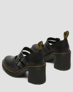 Eviee Sendal Leather Mary Jane Heeled -kengät in Musta