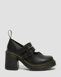 Eviee Sendal Leather Mary Jane Heeled -kengät in Musta