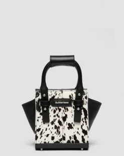 Extra Small Dalmatian Hair On Leather Tote Bag in Kerma & Musta