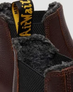 2976 Faux Fur Lined Grizzly Leather Chelsea -nilkkurit in Tummanruskea