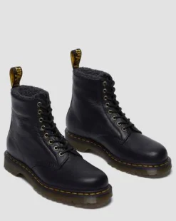 1460 Faux Fur Lined Grizzly Leather Lace Up -maiharit in Musta