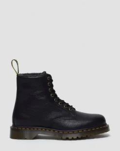 1460 Faux Fur Lined Grizzly Leather Lace Up -maiharit in Musta