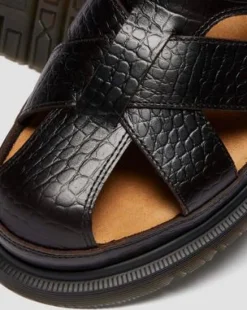 Fisherman Crocodile Analine Leather -sandaalit in Tummanruskea
