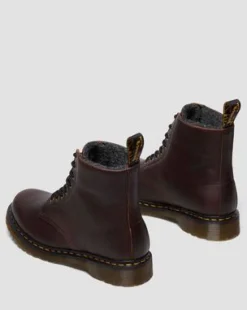 1460 Fleece Lined Grizzly Leather Boots in Tummanruskea