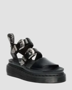 Gryphon Quad Leather Gladiator Platform -sandaalit in Musta