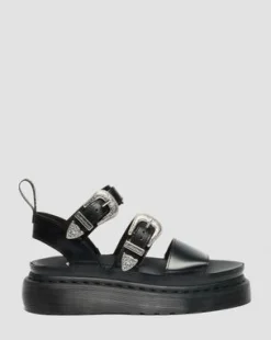 Gryphon Quad Leather Gladiator Platform -sandaalit in Musta
